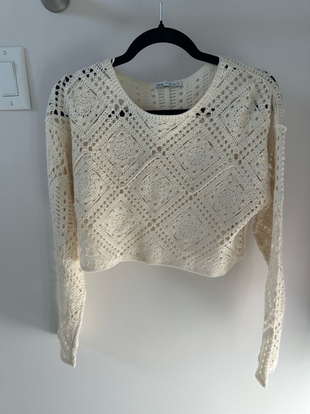 ZARA Cream Openwork Crochet Top
